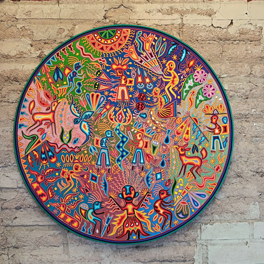 Huichol Yarn Painting Mexican Folk Art By Hilaria Chavez Carrillo PP9351