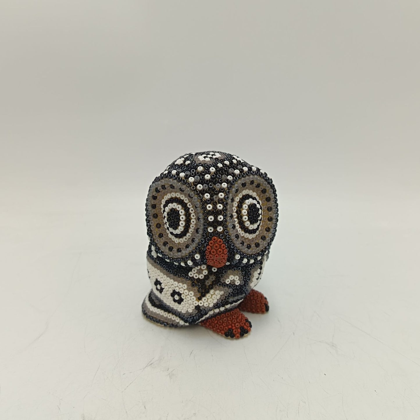 Mexican Huichol Hand Beaded Art, Owl By Isandro Villa Lopez PP9375