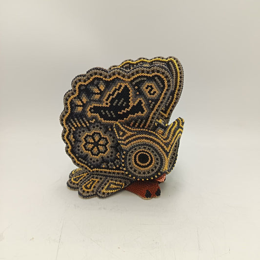 Mexican Huichol Hand Beaded Art, Owl By Isandro Villa Lopez PP9378