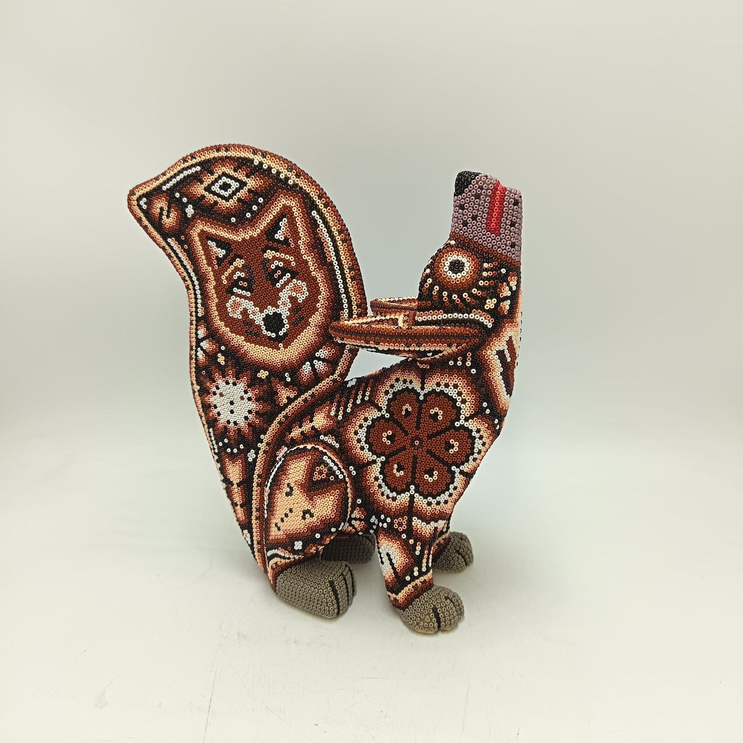 Mexican Huichol Hand Beaded Art, Coyote By Isandro Villa Lopez PP9392