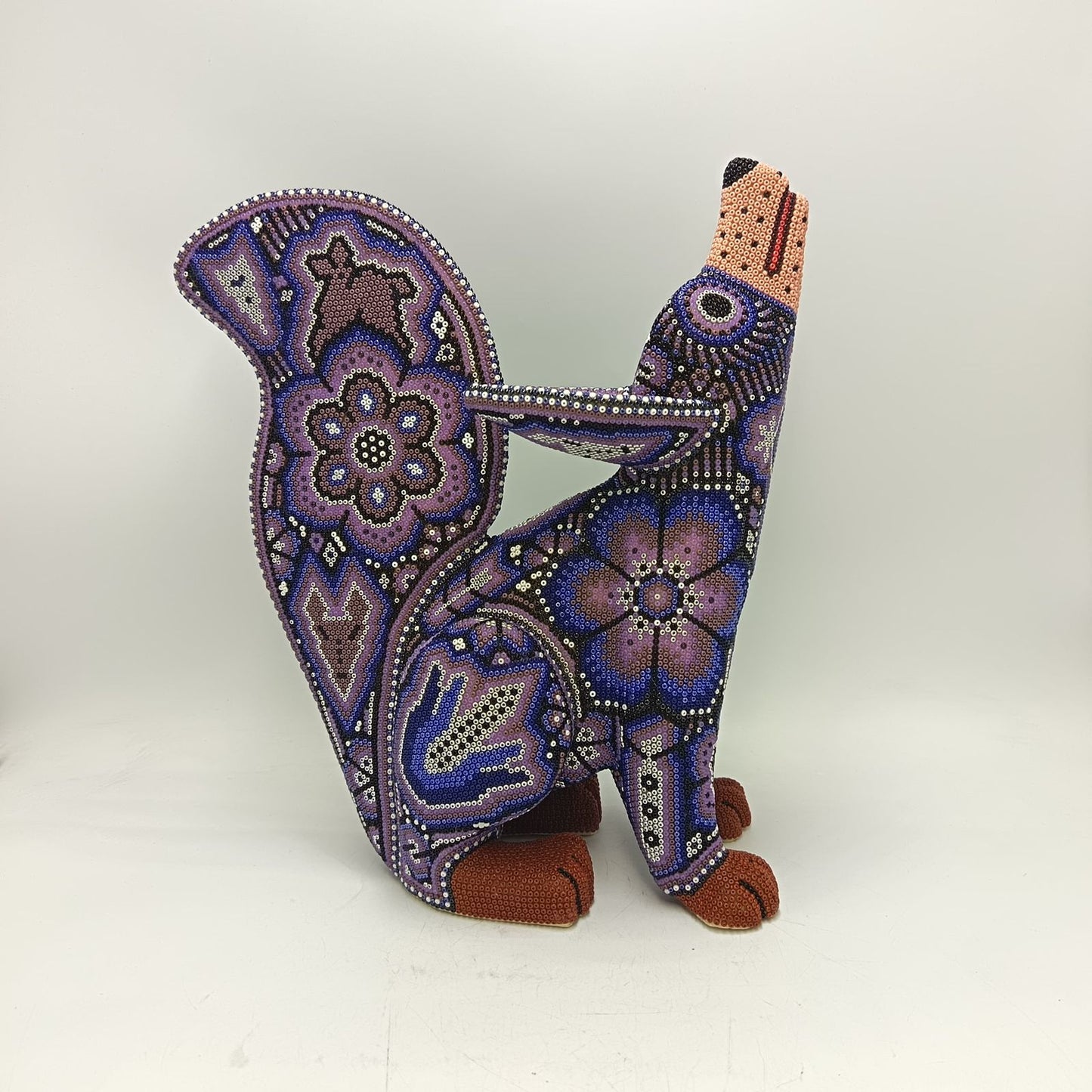Mexican Huichol Hand Beaded Art, Coyote By Isandro Villa Lopez PP9394