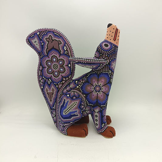 Mexican Huichol Hand Beaded Art, Coyote By Isandro Villa Lopez PP9394