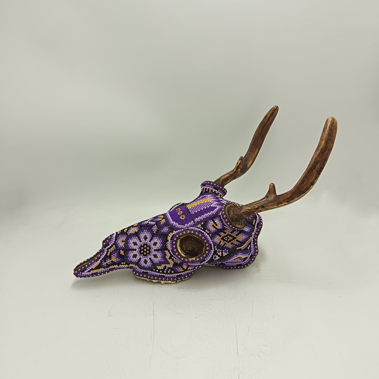 Huichol Indian Hand Beaded Cast Resin a Deer Skull by Isandro Villa Lopez PP9380