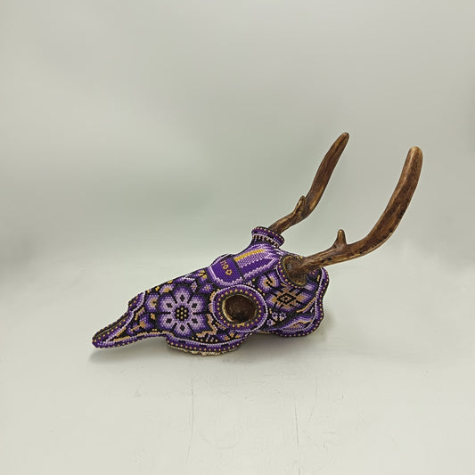 Huichol Indian Hand Beaded Cast Resin a Deer Skull by Isandro Villa Lopez PP9380