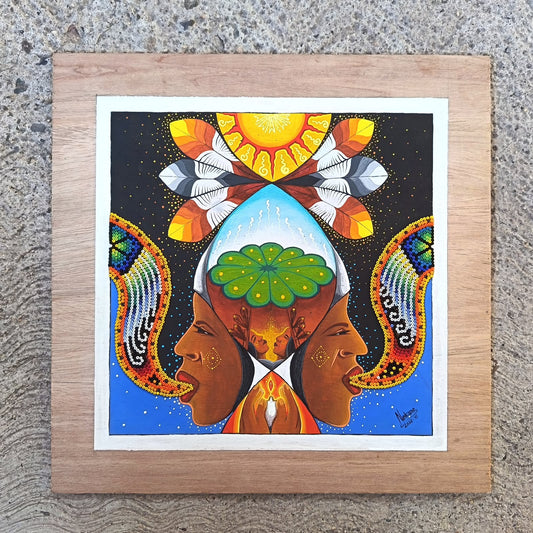 Huichol Mexican Folk Art Yarn Painting by Neikame PP9398
