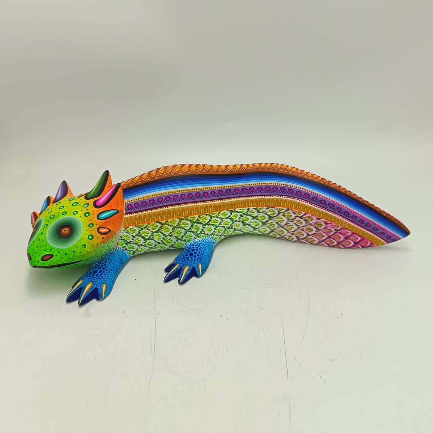 Mexican Oaxacan Wood Carving Axolot By Julia Fuentes PP9411