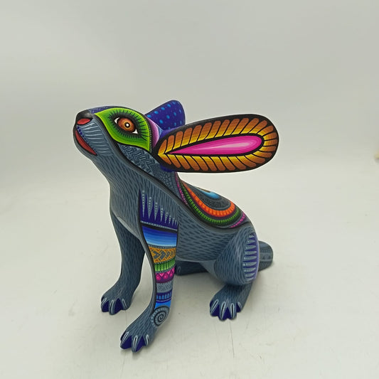 Mexican Oaxacan Wood Carving Rabbit By Julia Fuentes PP9414