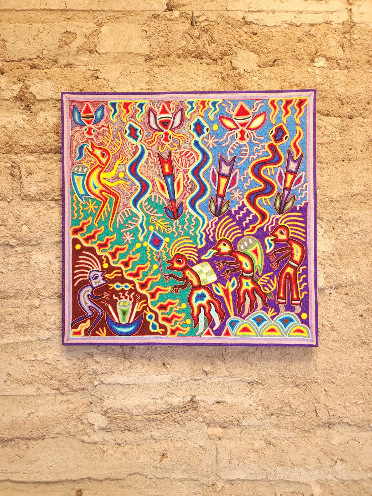 Huichol Yarn Painting Mexican Folk Art By Hilaria Chavez Carrillo PP9421