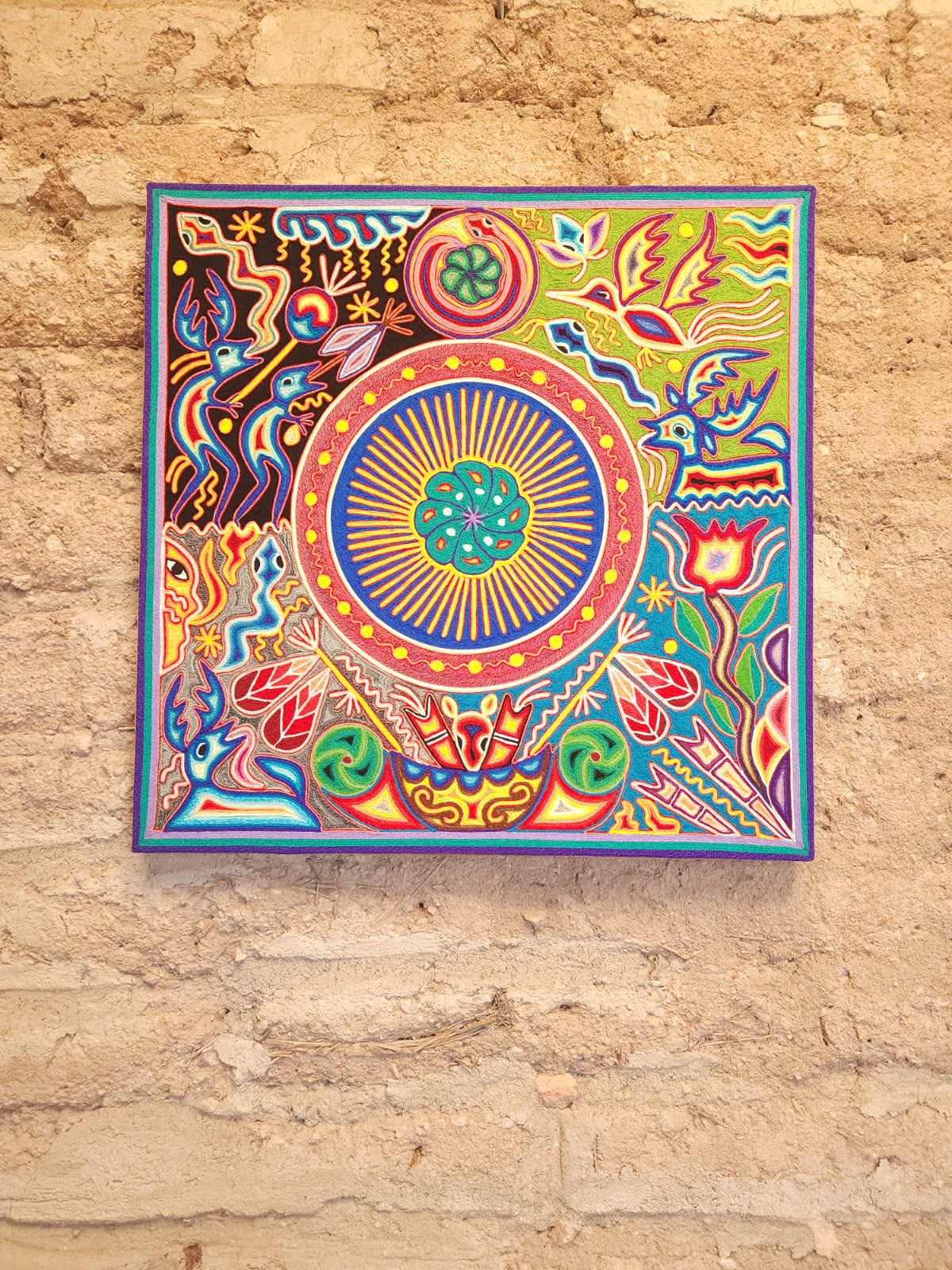 Huichol Yarn Painting Mexican Folk Art By Hilaria Chavez Carrillo PP9422