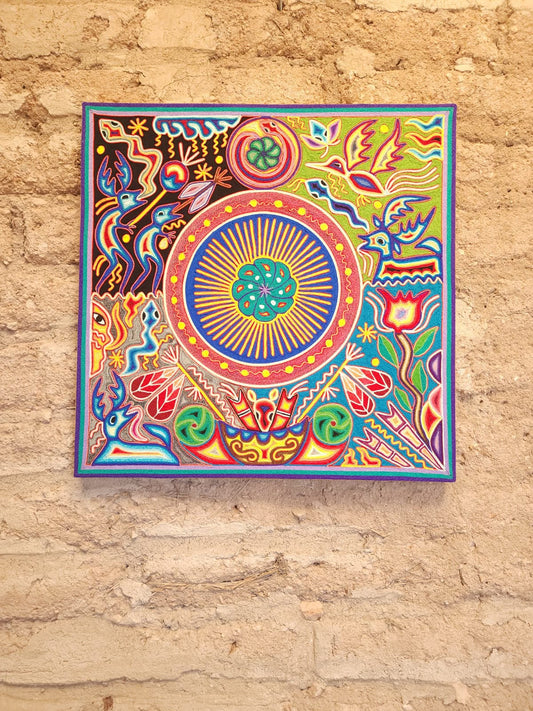Huichol Yarn Painting Mexican Folk Art By Hilaria Chavez Carrillo PP9422