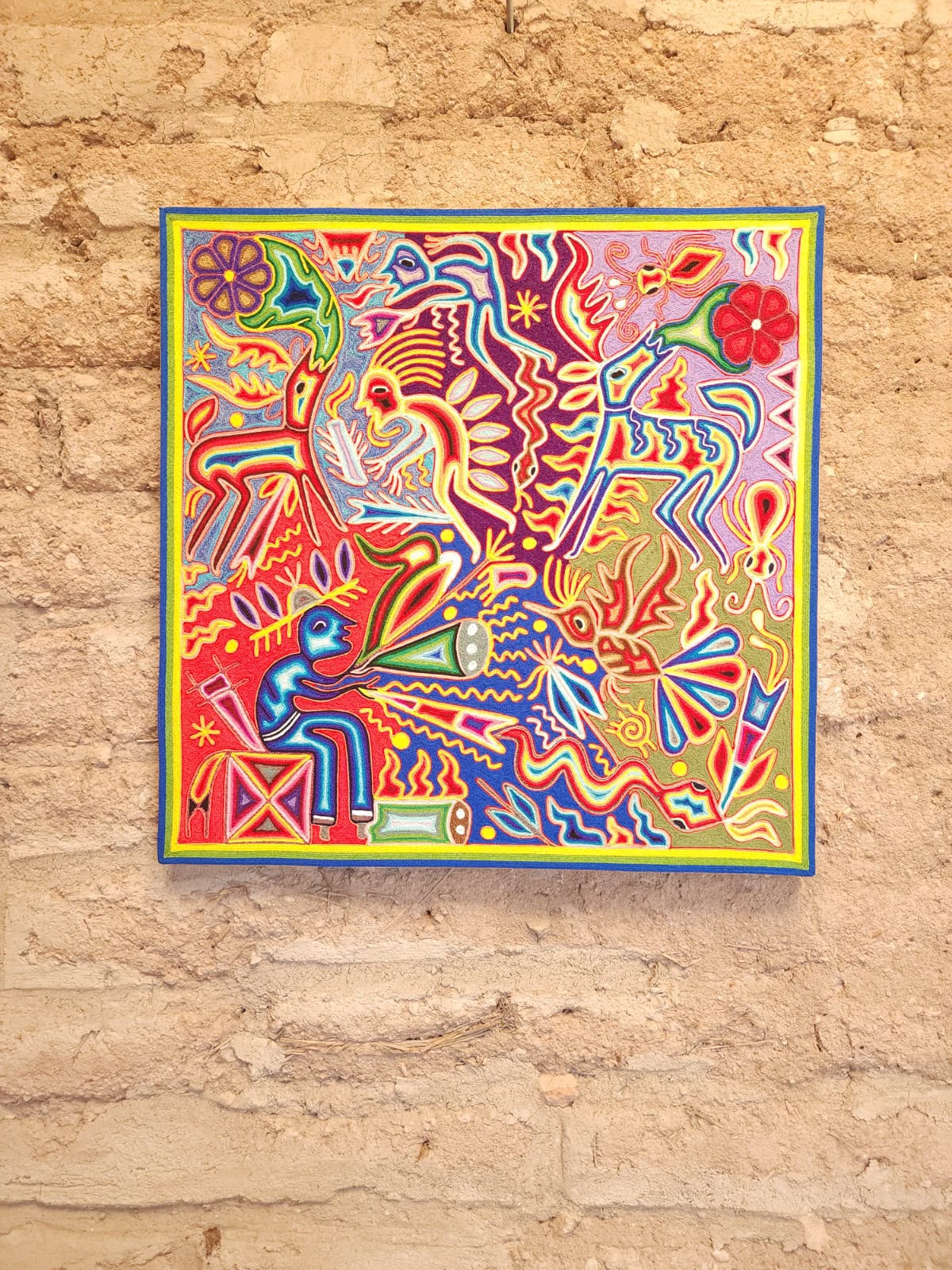 Huichol Yarn Painting Mexican Folk Art By Hilaria Chavez Carrillo PP9423