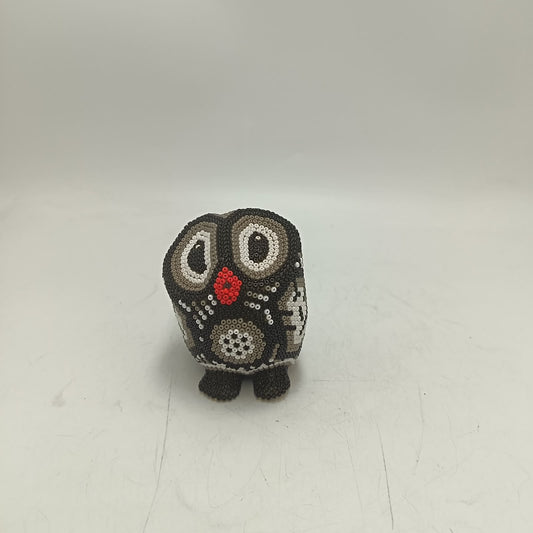 Mexican Huichol Hand Beaded Owl By Mayola Villa Lopez PP9424 Oaxaca