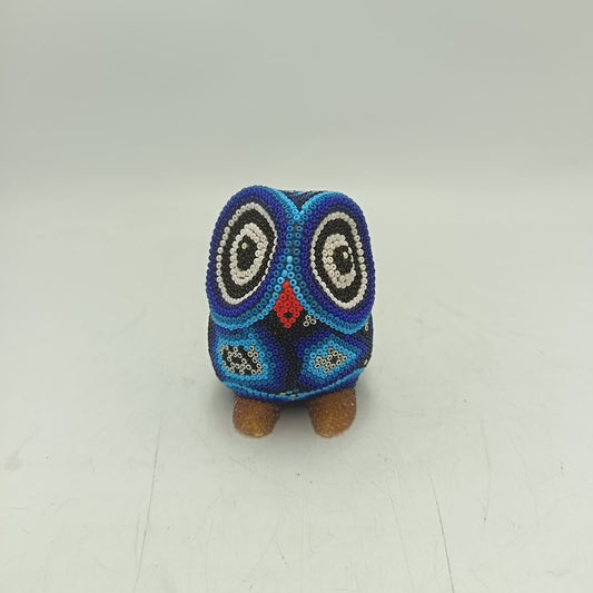 Mexican Huichol Hand Beaded Owl By Mayola Villa Lopez PP9425 Oaxaca