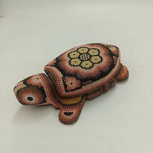 Mexican Huichol Hand Beaded Turtle Jeweler By Mayola Villa Lopez PP9426