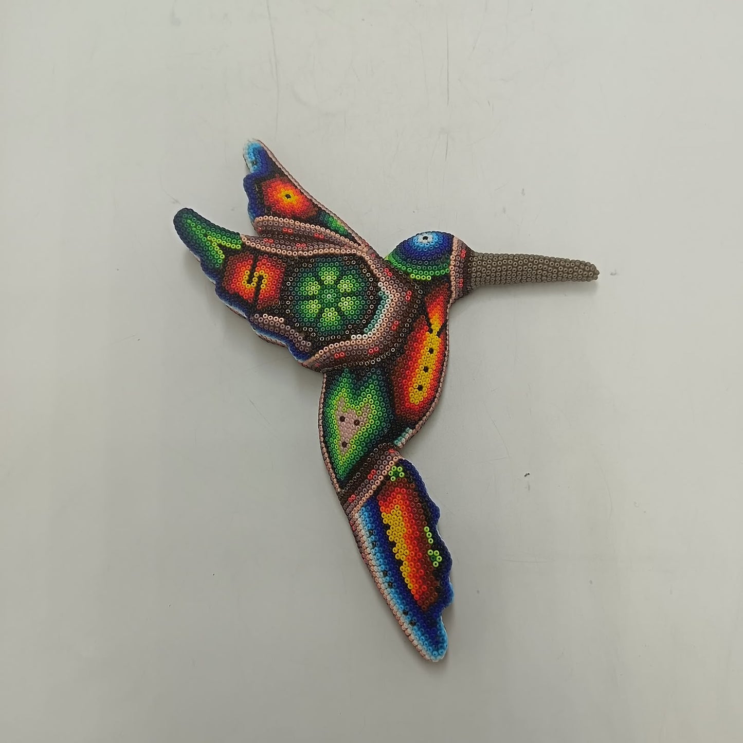 Mexican Huichol Hand Beaded Hummingbird By Mayola Villa Lopez PP9429