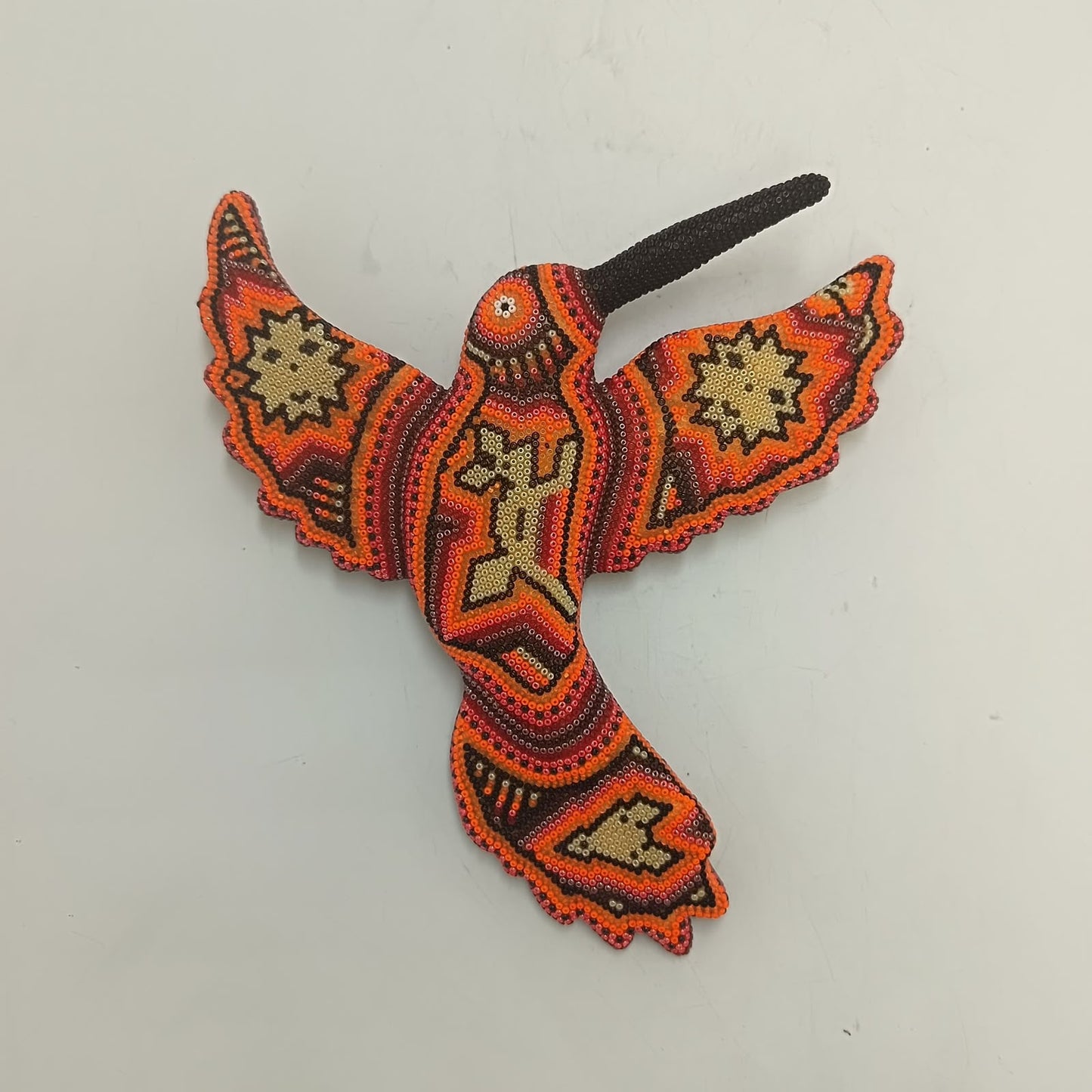 Mexican Huichol Hand Beaded Hummingbird By Mayola Villa Lopez PP9431