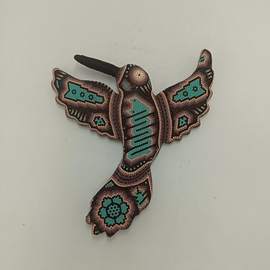 Mexican Huichol Hand Beaded Hummingbird By Mayola Villa Lopez PP9432