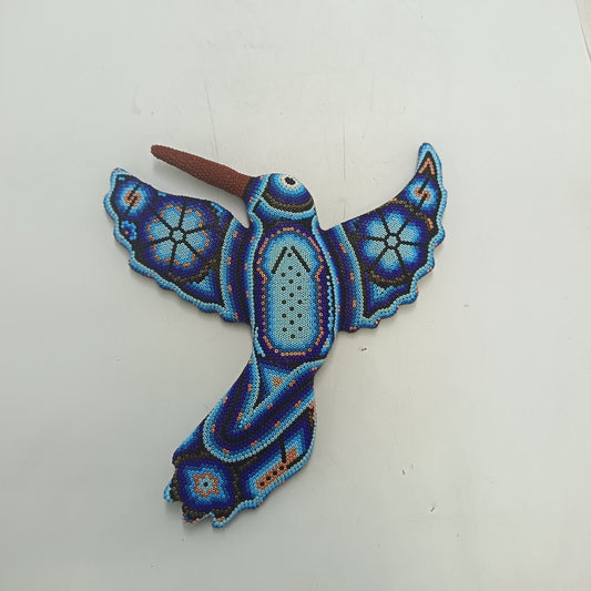 Mexican Huichol Hand Beaded Hummingbird By Mayola Villa Lopez PP9433