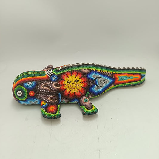 Mexican Huichol Hand Beaded Axolot By Mayola Villa Lopez PP9435 Oaxaca