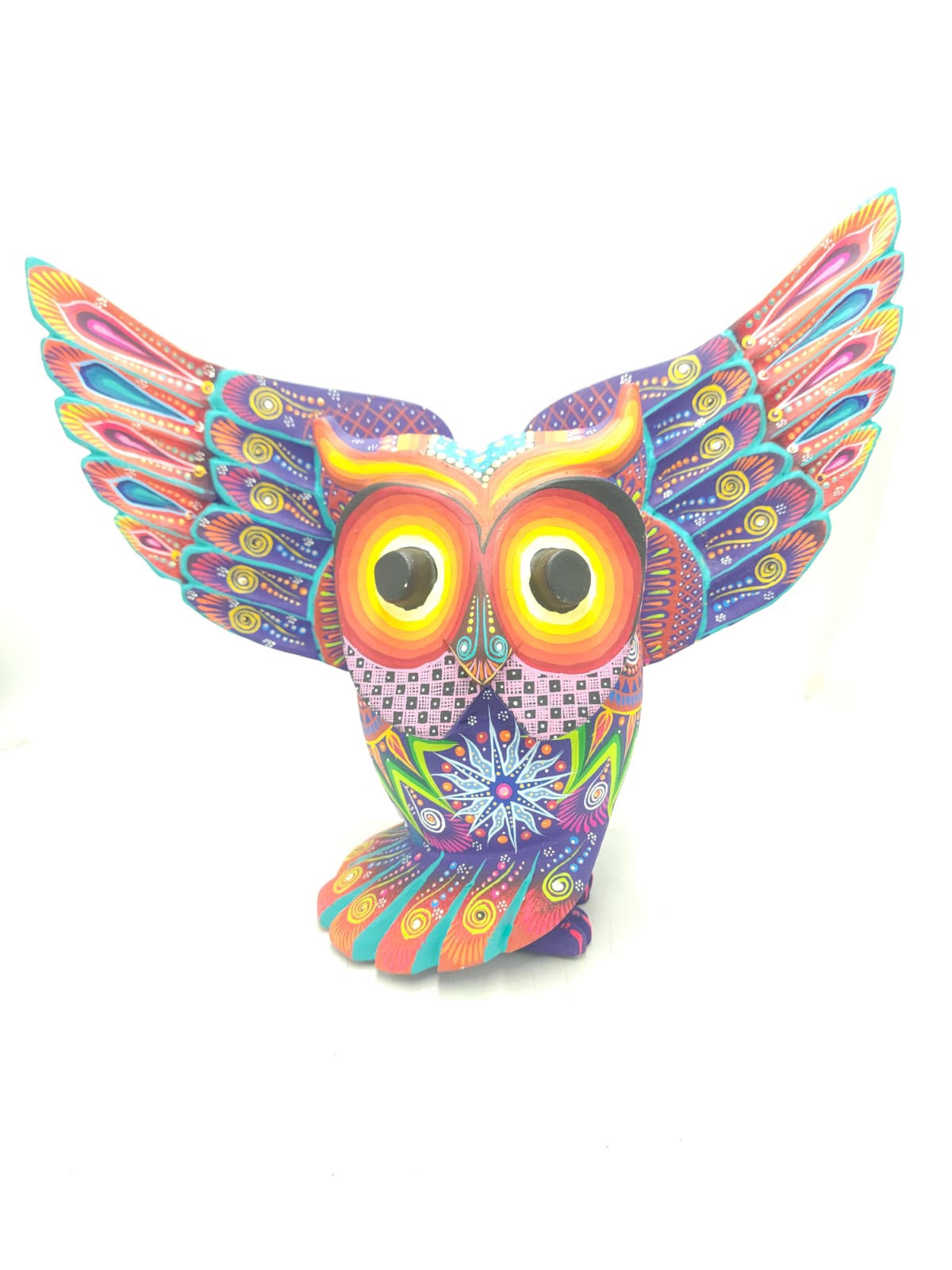 Oaxacan Wood Carving Hand Made Owl By Cesar Melchor Ojeda PP9438