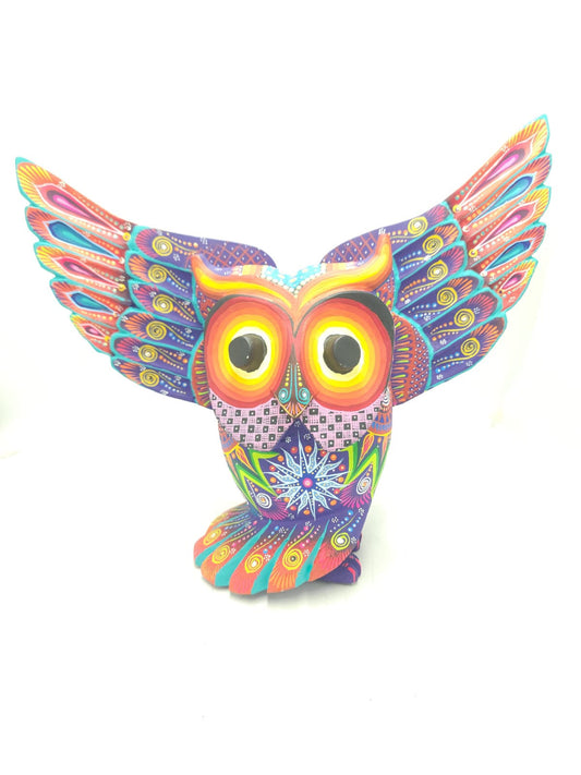 Oaxacan Wood Carving Hand Made Owl By Cesar Melchor Ojeda PP9438