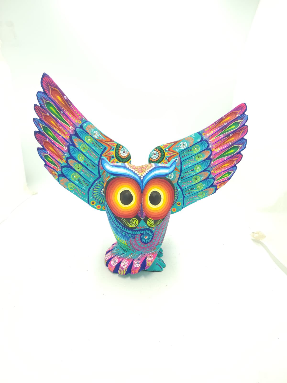 Oaxacan Wood Carving Hand Made Owl By Cesar Melchor Ojeda PP9439