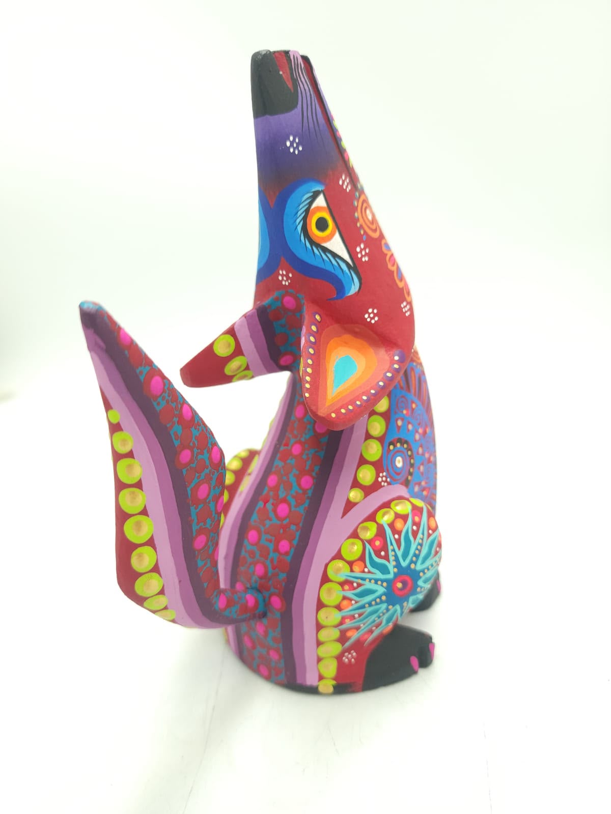 Oaxacan Wood Carving Mexican Folk Art Hand Made, Coyote By Cesar Melchor Ojeda PP9440
