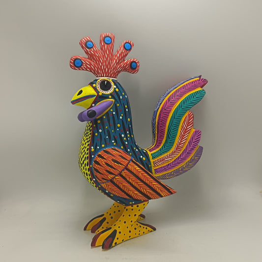 Oaxacan Wood Carving Rooster By Arsenio Morales PP9478