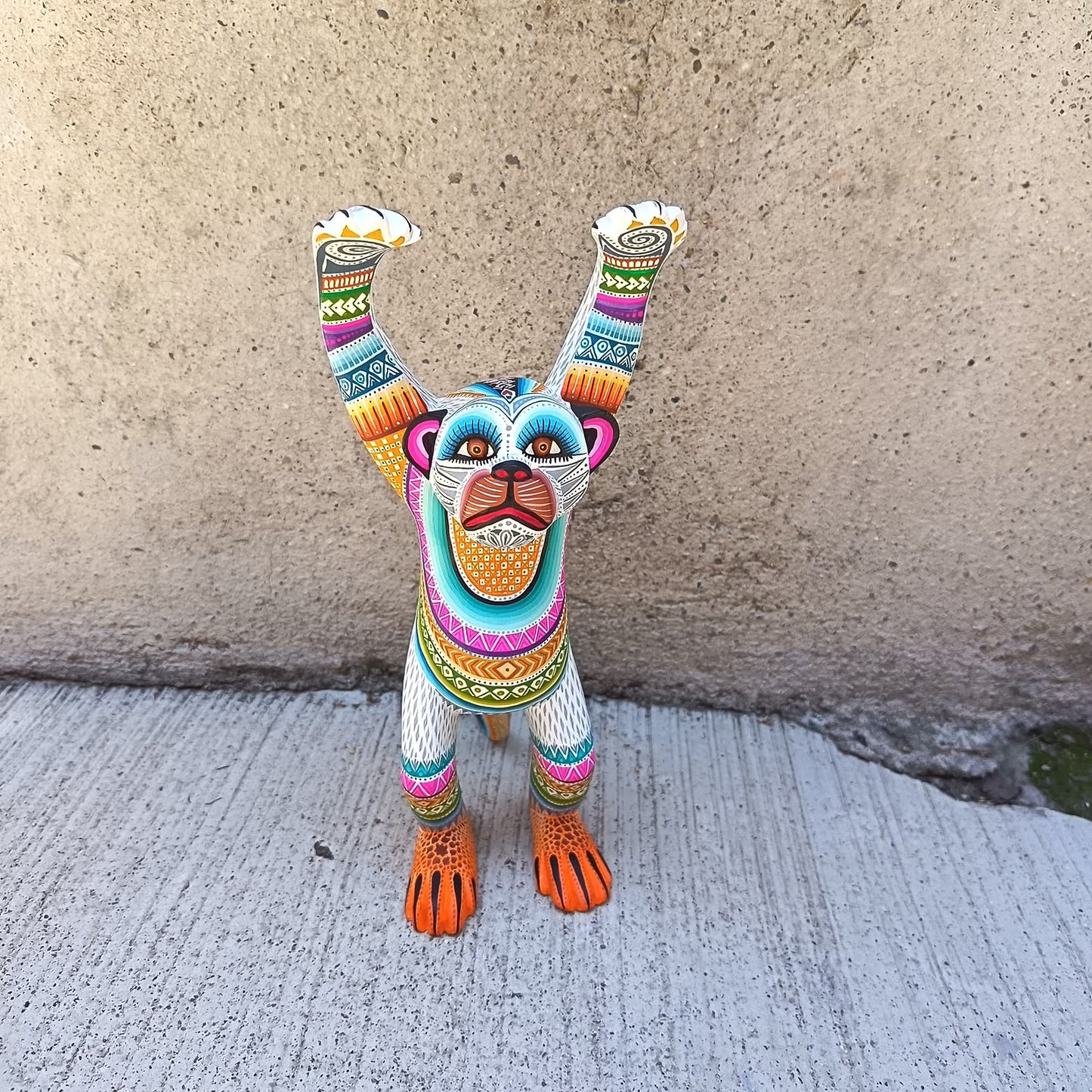 Mexican Oaxacan Wood Carving Monkey By Julia Fuentes PP9488