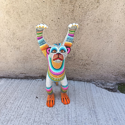 Mexican Oaxacan Wood Carving Monkey By Julia Fuentes PP9488