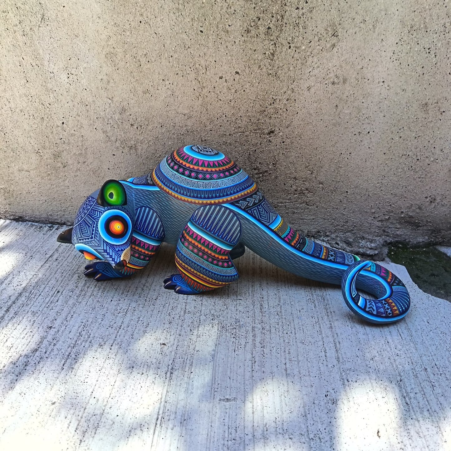 Mexican Oaxacan Wood Carving Opossum By Julia Fuentes PP9489
