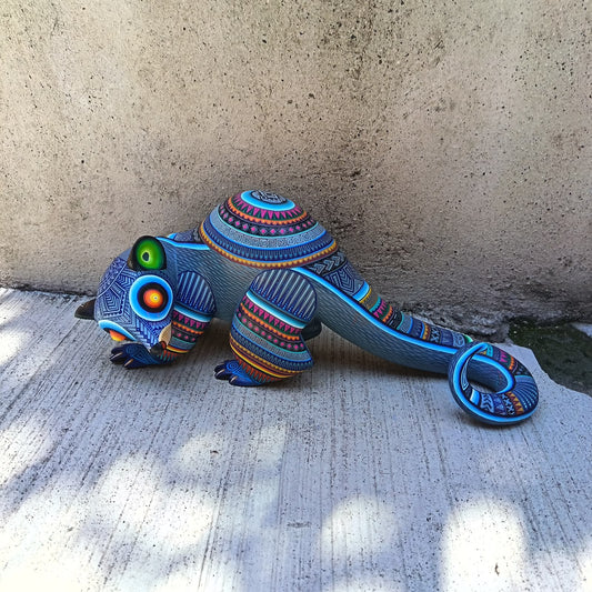 Mexican Oaxacan Wood Carving Opossum By Julia Fuentes PP9489