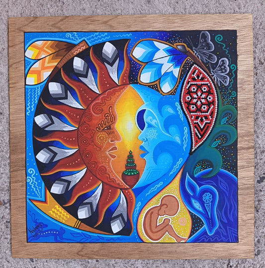 Huichol Mexican Folk Art Yarn Painting by Neikame PP9490