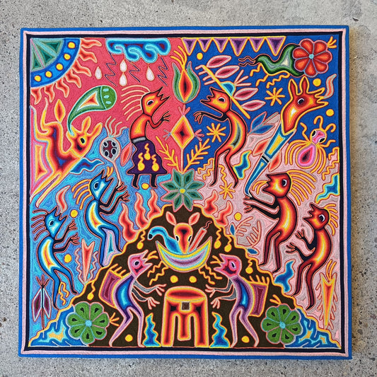 Huichol Yarn Painting Mexican Folk Art By Hilaria Chavez Carrillo PP9483