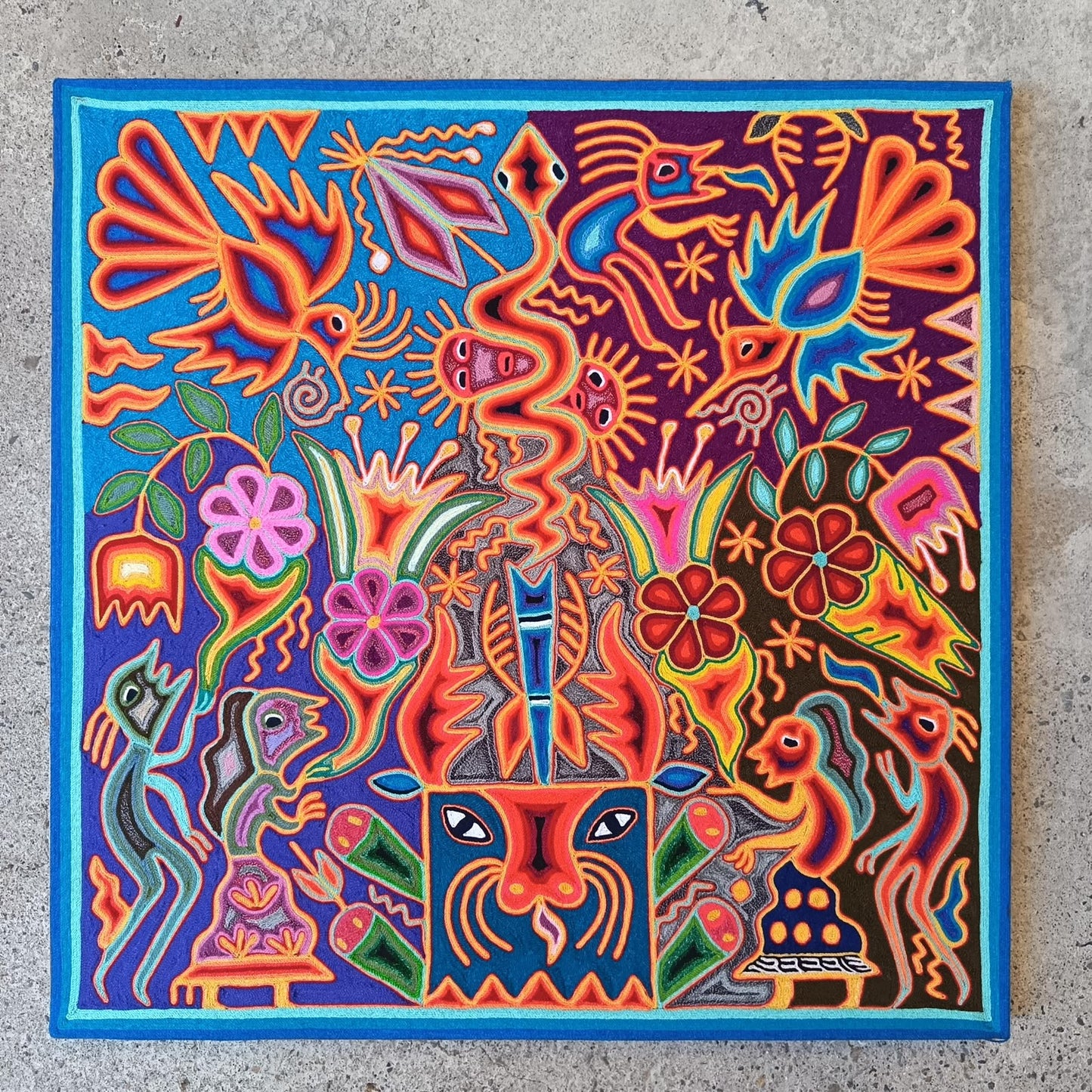 Huichol Yarn Painting Mexican Folk Art By Hilaria Chavez Carrillo PP9484