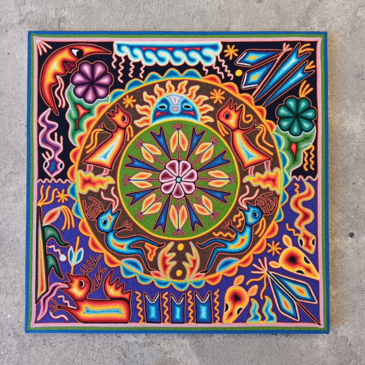 Huichol Yarn Painting Mexican Folk Art By Hilaria Chavez Carrillo PP9485