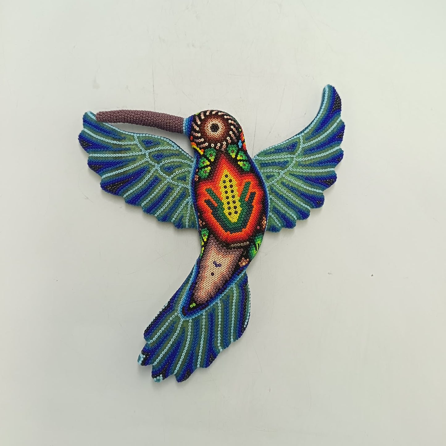 Mexican Huichol Hand Beaded Hummingbird By Isandro Villa Lopez PP9513