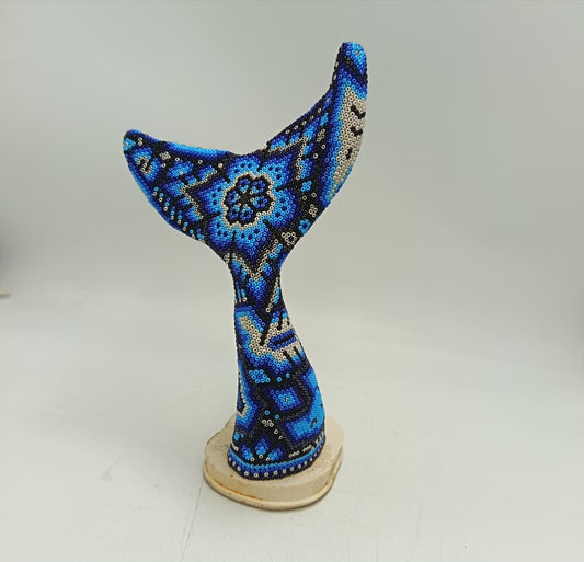 Mexican Huichol Hand Beaded Whale Tail By Isandro Villa Lopez PP9502