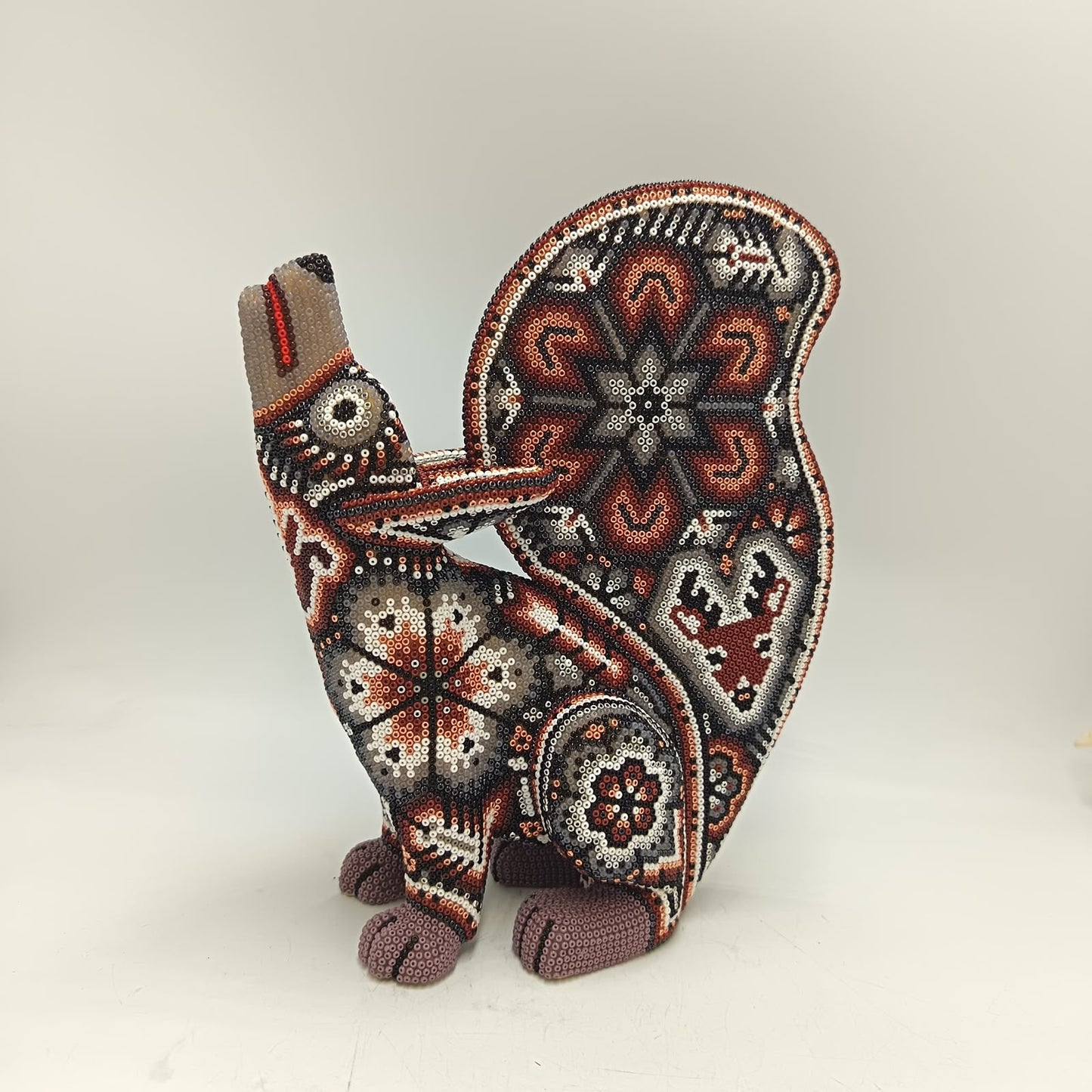 Mexican Huichol Hand Beaded Coyote By Isandro Villa Lopez PP9505