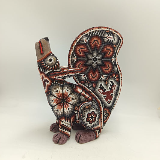 Mexican Huichol Hand Beaded Coyote By Isandro Villa Lopez PP9505