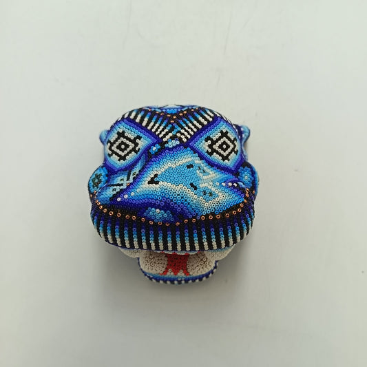 Mexican Huichol Hand Beaded Jaguar Head By Santos Bautista PP9519