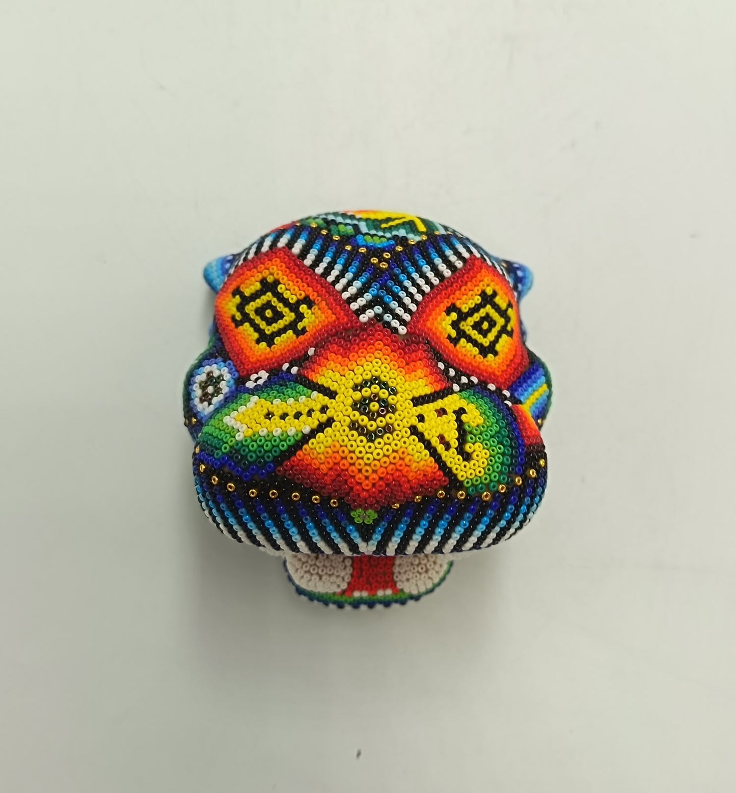 Mexican Huichol Hand Beaded Jaguar Head By Santos Bautista PP9520