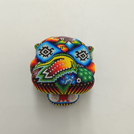 Mexican Huichol Hand Beaded Jaguar Head By Santos Bautista PP9522
