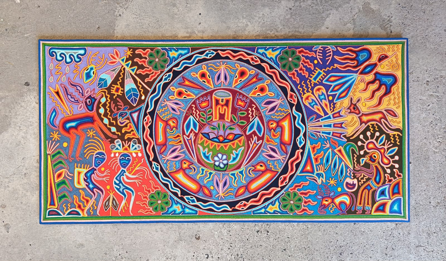 Huichol Yarn Painting Mexican Folk Art by Hilaria Chavez Carrillo PP9528