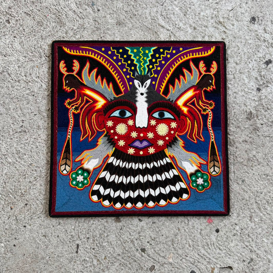 Huichol Indian Yarn Painting by  Samuel Hernandez  PP9552