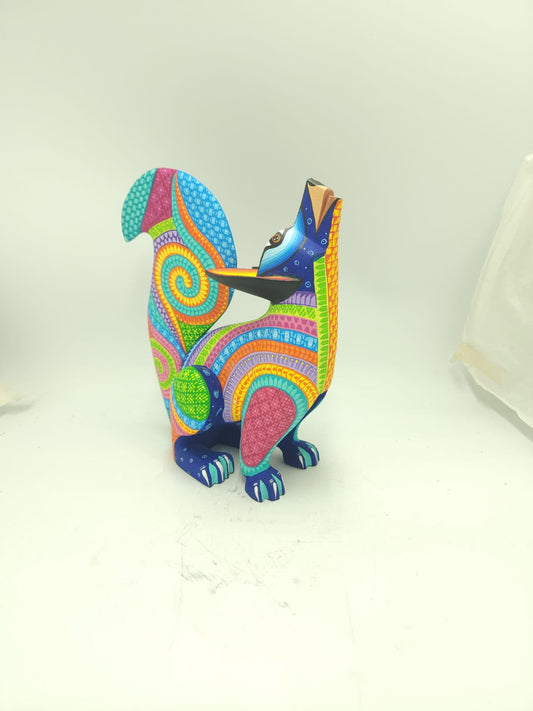 Mexican Oaxacan Wood Carving Coyote By Ivan Fuentes PP9559