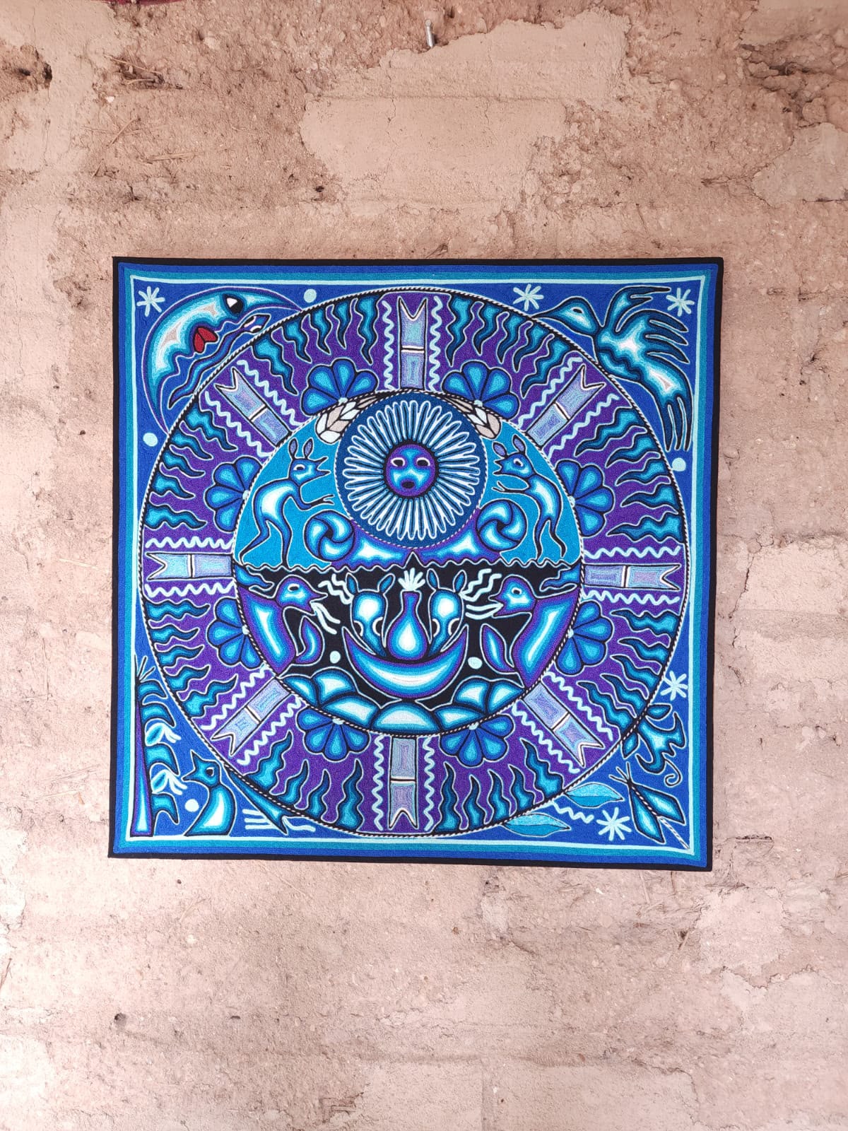 Huichol Yarn Painting Mexican Folk Art By Hilaria Chavez Carrillo PP9570