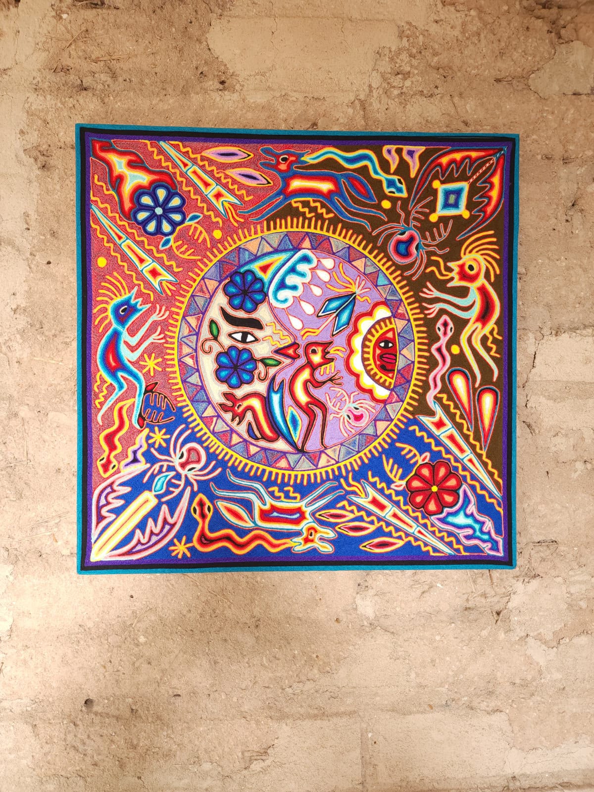 Huichol Yarn Painting Mexican Folk Art By Hilaria Chavez Carrillo PP9571