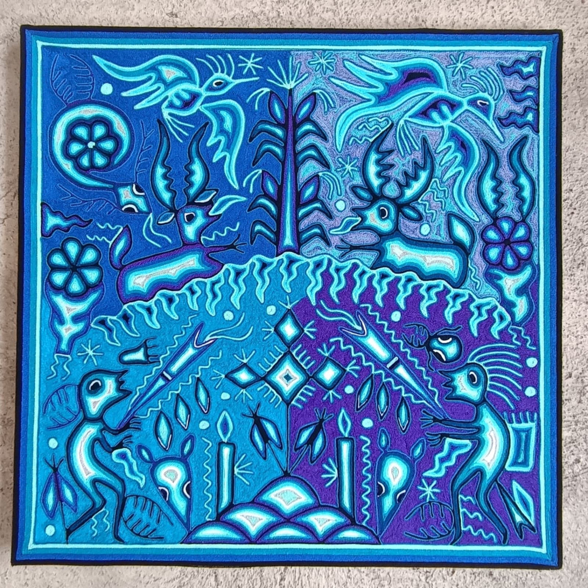 Huichol Yarn Painting Mexican Folk Art By Hilaria Chavez Carrillo PP9592