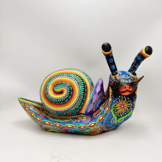 Mexican Folk Art Oaxacan Wood Carving Alebrije Hand Made, Snail By Luis Sosa PP9594